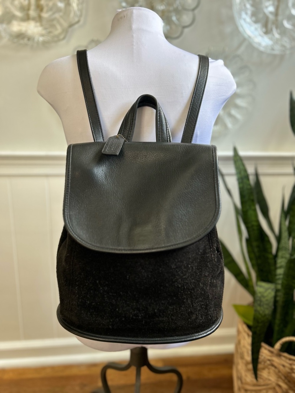 Vintage COACH Berkeley Black Suede Leather Convertible Backpack 9016